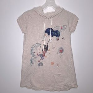Girl with an umbrella painted shirt